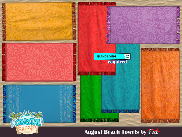 Sims 4 — August Beach Towels by evi — Beach towels with summer colours.