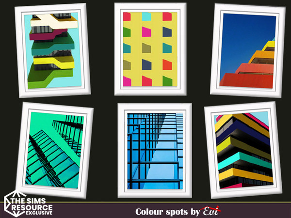 Sims 4 — Colour spots by evi — Wall decorations with geometric coloured themes