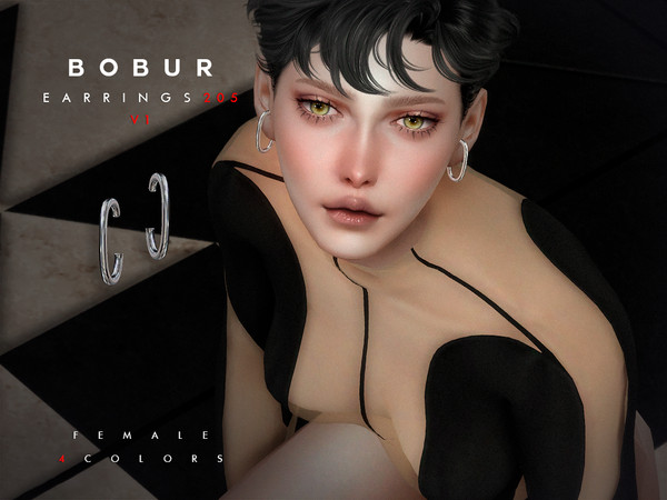 Sims 4 — Bobur Earrings 205 V2 by Bobur2 — Chroma Cuffs Set for fermale