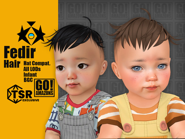 Sims 4 — Fedir Hair by GoAmazons — Short, messy infant hairstyle for straight hair.