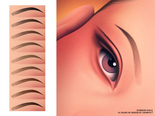Sims 4 — Gentle Arch Eyebrows by cosimetic — A set of thin and softly arched eyebrows created for natural everyday looks.