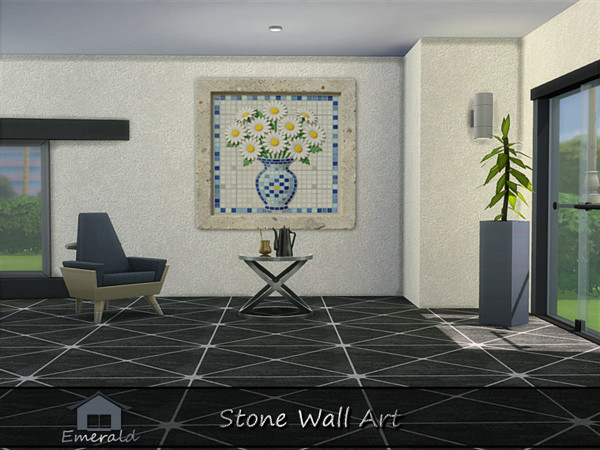 Sims 4 — StoneWallArt2 by Emerald — Stone wall art represents harmony with Earth,respectful relationship between human