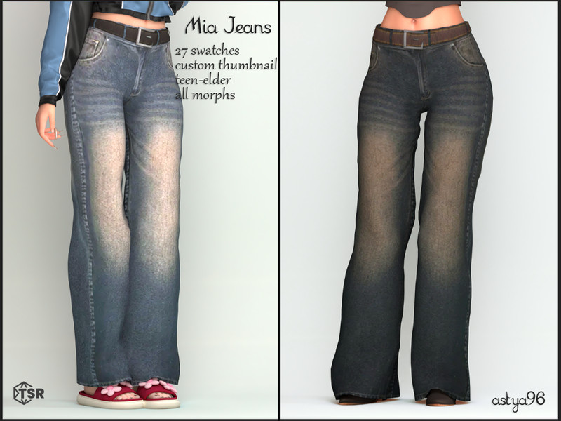 Sims 4 denim jeans romper and overall clothing CC Mia Jeans by astya96cc