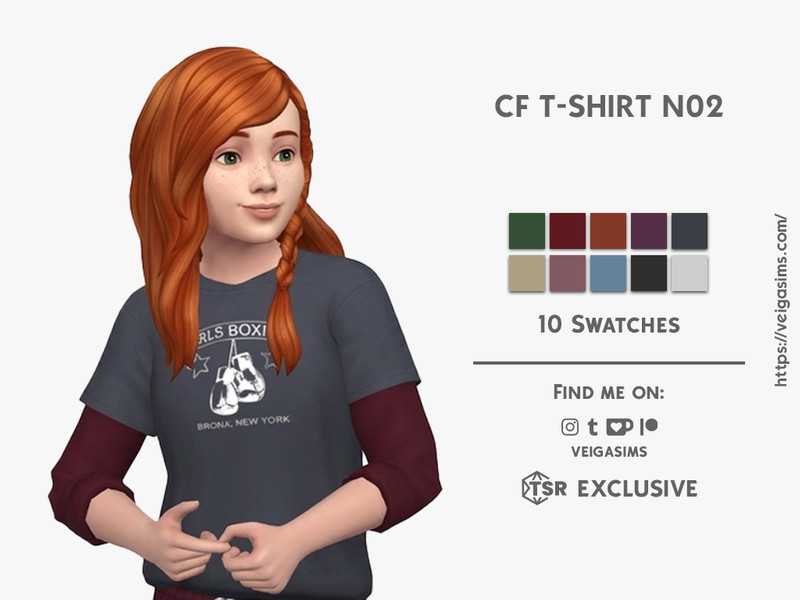 Sims 4 girls clothing CC CF T-SHIRT - Two by David_Mtv2