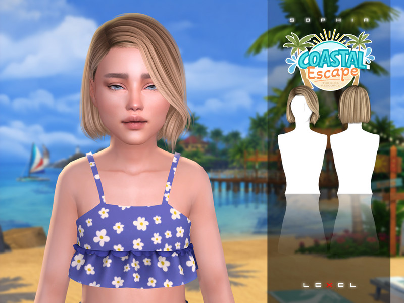 Sims 4 short and bob hairstyle CC LEXEL - Sophia bob "child hairstyle" by LEXEL_s