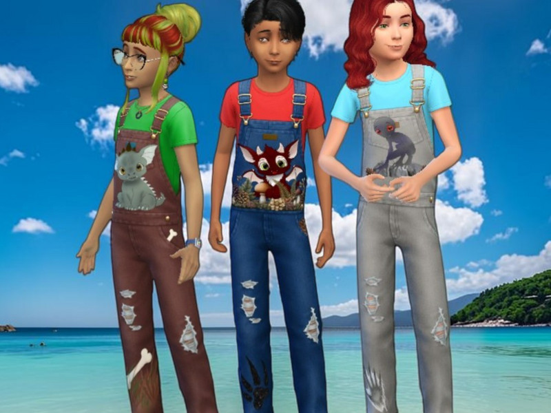 Sims 4 CC Cryptid overalls child part 2 by WriterVengeance