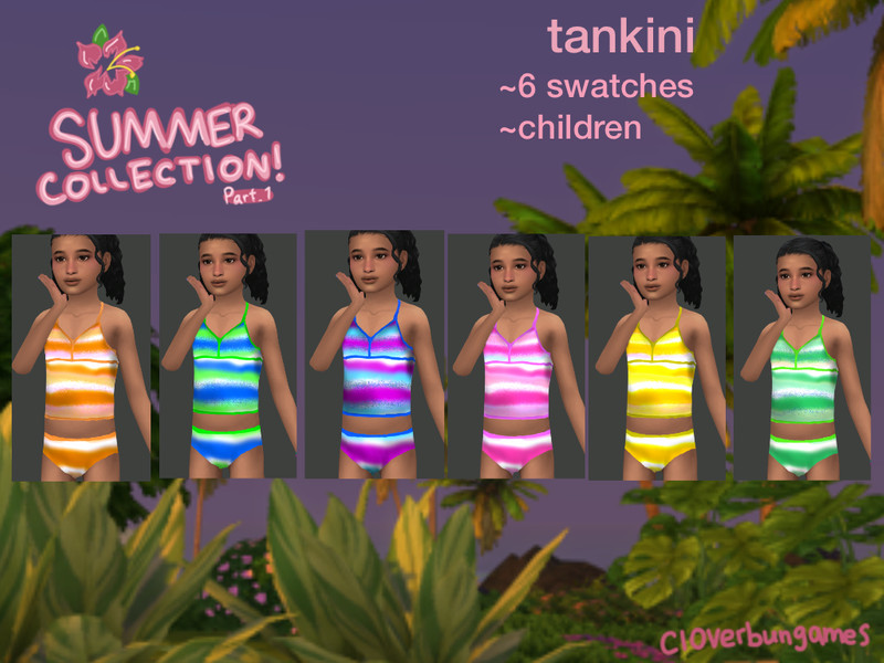 Sims 4 kids clothing CC Child Tankini by cloverbungames