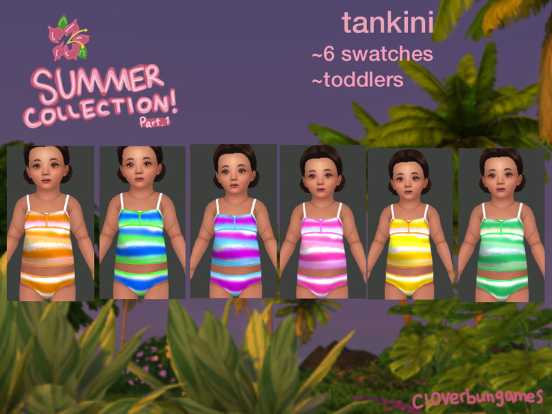 Sims 4 toddler girl clothing CC Toddler Tankini by cloverbungames