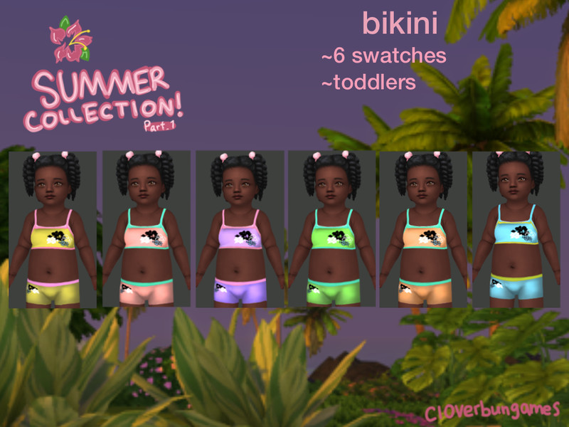 Sims 4 toddler girl clothing CC Toddler Bikini by cloverbungames