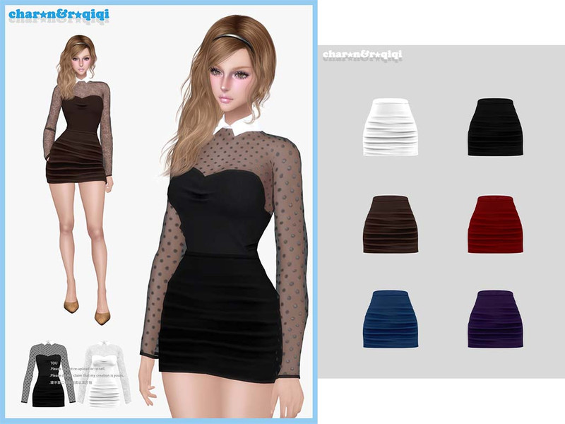 Sims 4 lace bow and ruffle fashion CC 2026-Polka dot lace-bottom by roqiqi
