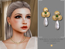 Sims 4 — Patreon - Golden Clover Pearl Drop Earrings by Glitterberryfly — A gold flower pearl earring