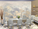Sims 4 — Golden Forest Mural by lavilikesims — A 4 wide mural with trees plus 2 plain colours