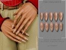 Sims 4 — Gold Starburst Glitter Almond Nails by Glitterberryfly — Gold Starburst Glitter Almond Nails