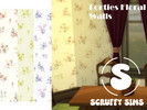 Sims 4 — Forties Floral Walls by Scruffy_Sims — Forties Floral Walls: Real vintage 1940s Floral wallpaper, with and