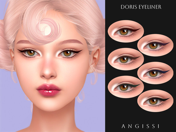 Sims 4 — Doris Eyeliner by ANGISSI — PREVIEWS MADE USING HQ MOD 6 colors