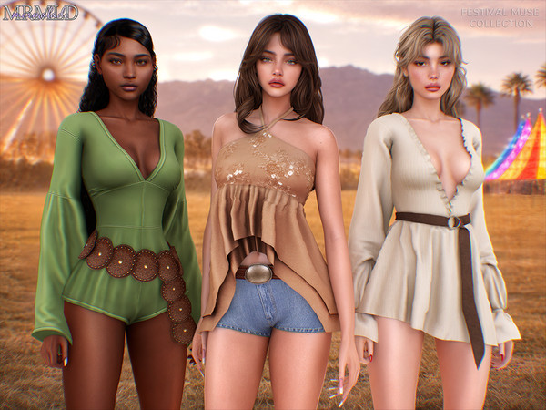 Sims 4 — -PATREON- Festival Muse Collection by Mermalade — Desert Flow Bodysuit