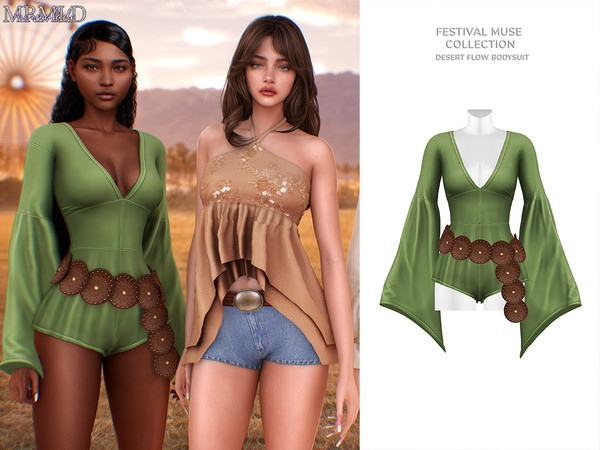 Sims 4 — Festival Muse Collection Desert Flow Bodysuit by Mermalade — Desert Flow Bodysuit