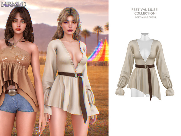 Sims 4 — Festival Muse Collection Soft Muse Dress by Mermalade — Desert Flow Bodysuit