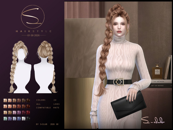 Sims 4 — S-CLUB braid ponytail HAIRSTYLE by S-Club — Braid ponytail hope you like, thank you.