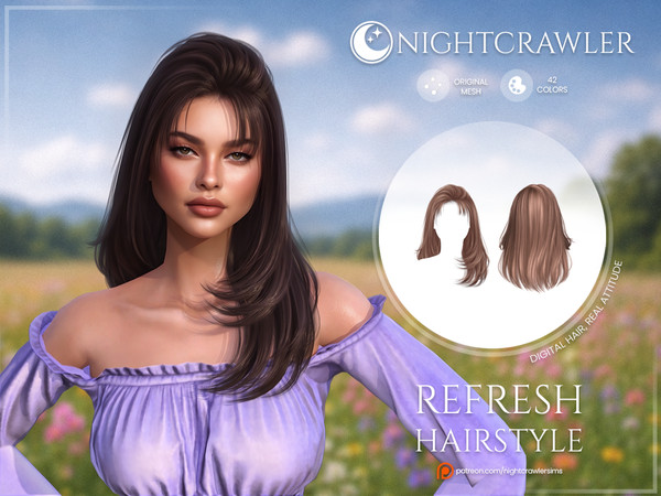 Sims 4 — Nightcrawler-Refresh Hair STYLE D by Nightcrawler_Sims — NEW HAIR MESH