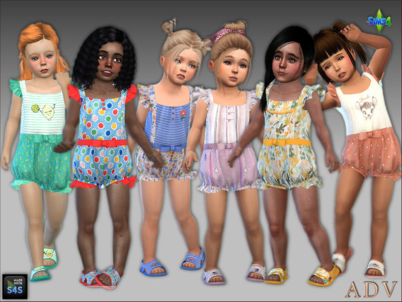 Sims 4 toddler girl clothing CC ADV-Mabra ONE s4pfRomperSet by MABRA2