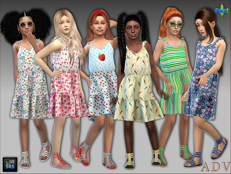 Sims 4 kids clothing CC ADV-Mabra SIX s4cfDressSet by MABRA2
