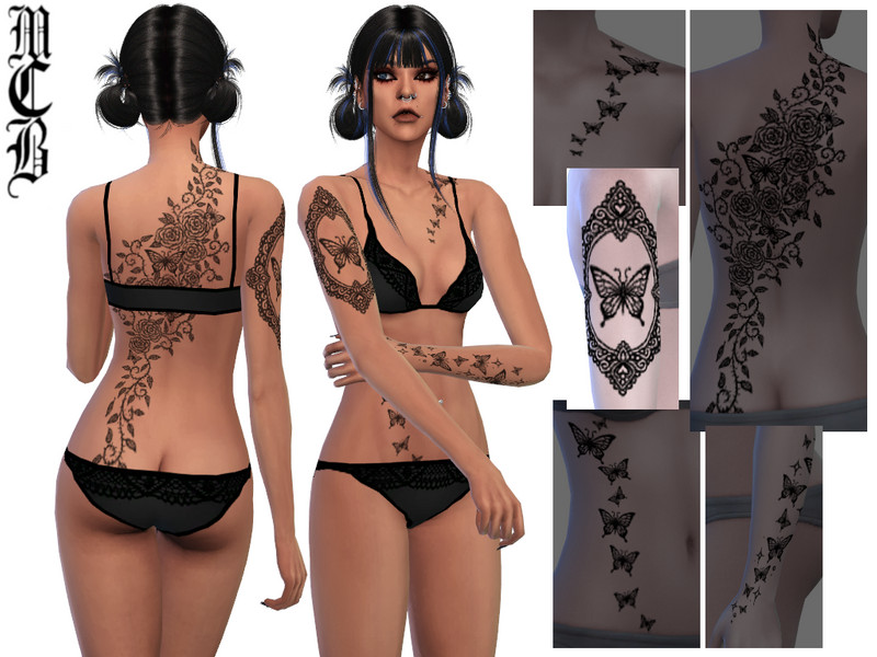 Sims 4 CC Butterfly In Frame Right Upper Arm Tattoo by MaruChanBe2