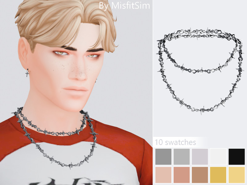 Sims 4 CC Barbed Wire Double Necklace for male by MisfitSim_