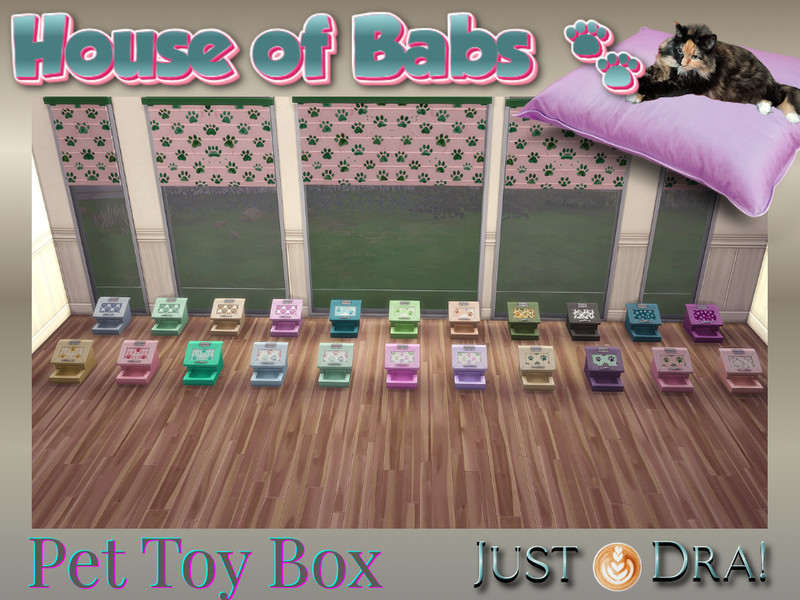 Sims 4 pet-zone furnishing CC House Of Babs Collection - Pet Toy Box | JustDraven Pet Cat Dog by Draven298