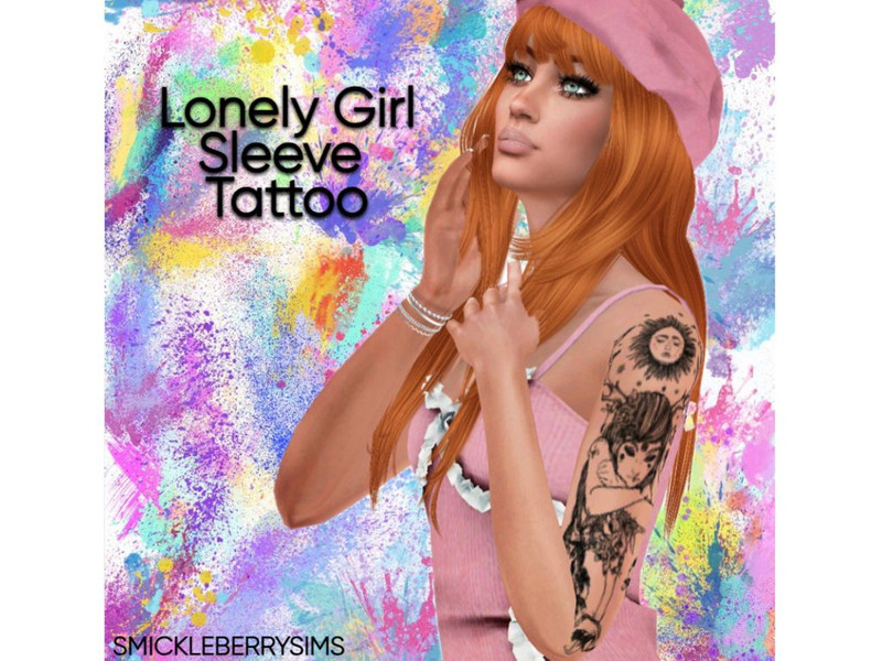 Sims 4 CC Lonely Girl Half Sleeve Tattoo by SmickleBerrySims