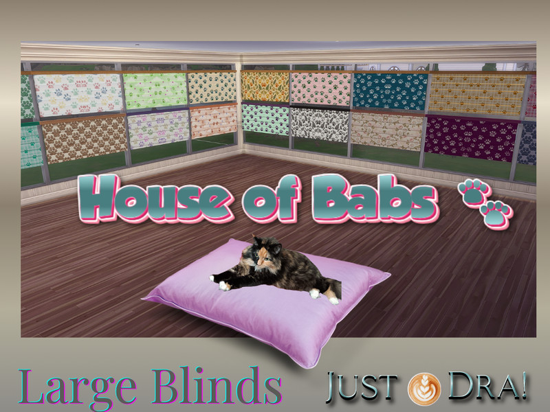 Sims 4 cat-themed CC CC House Of Babs Collection - Large Blinds | JustDraven Pet Cat Dog by Draven298