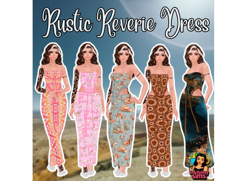 Sims 4 special occasion fashion CC Rustic Reverie Dress by SmickleBerrySims