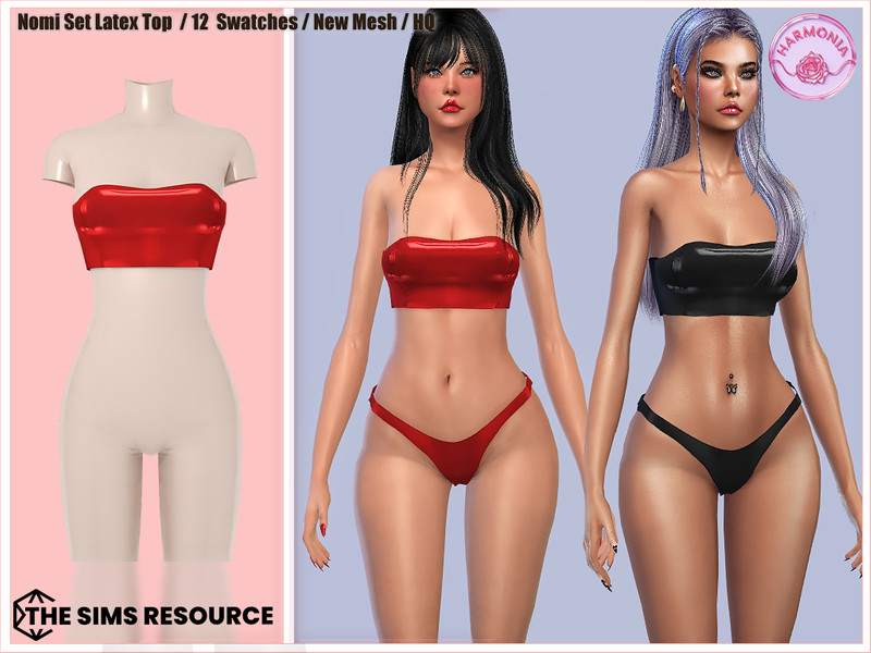 Sims 4 Patreon-labeled fashion CC Patreon - Nomi Latex Top by Harmonia