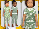 Sims 4 — Toddler Girls Sage Green Summer Set by Pelineldis — Kids fashion clothing: five blouses and leggings for toddler