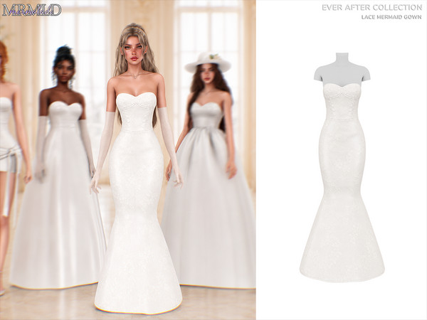 Sims 4 — Ever After Lace Mermaid Gown by Mermalade — Ever After Classic Satin Gown