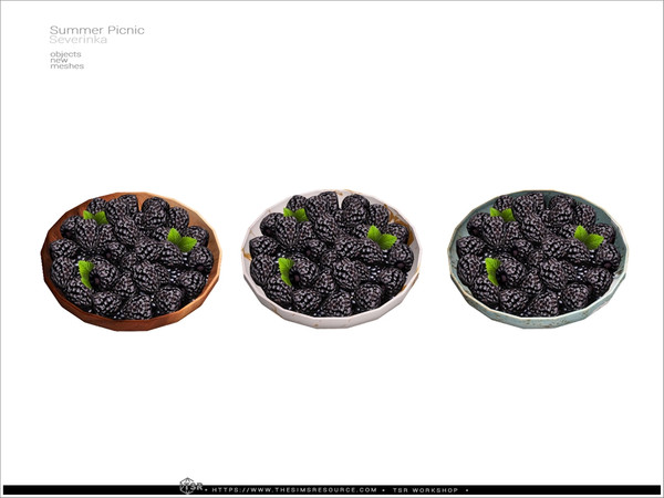 Sims 4 — Picnic blackberry large plate by Severinka_ — A set of items for decorating a picnic location.