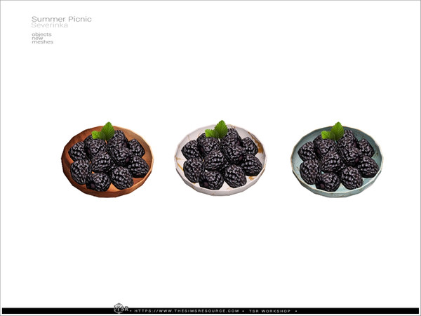 Sims 4 — Picnic blackberry small plate by Severinka_ — A set of items for decorating a picnic location.