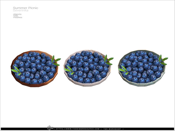 Sims 4 — Picnic blueberry large plate by Severinka_ — A set of items for decorating a picnic location.