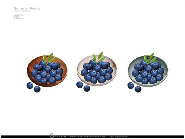 Sims 4 — Picnic blueberry small plate by Severinka_ — A set of items for decorating a picnic location.