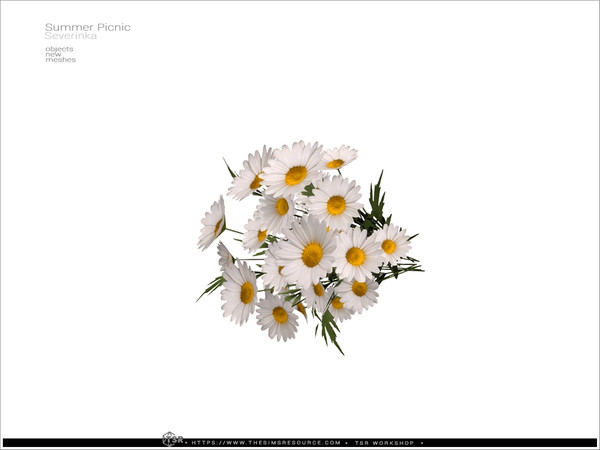Sims 4 — Picnic bouquet of daisies by Severinka_ — A set of items for decorating a picnic location.