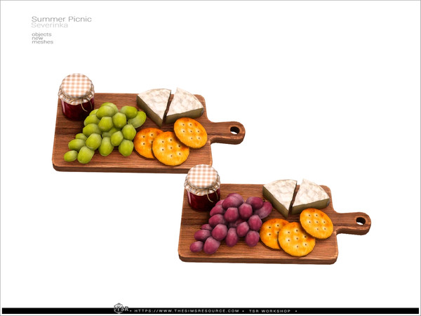 Sims 4 — Picnic food board by Severinka_ — A set of items for decorating a picnic location.