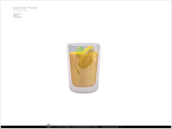 Sims 4 — Picnic lemonade glass by Severinka_ — A set of items for decorating a picnic location.