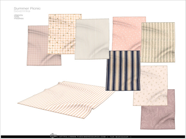 Sims 4 — Picnic plaid by Severinka_ — A set of items for decorating a picnic location.