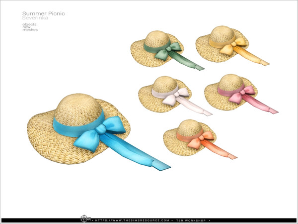 Sims 4 — Picnic straw hat by Severinka_ — A set of items for decorating a picnic location.