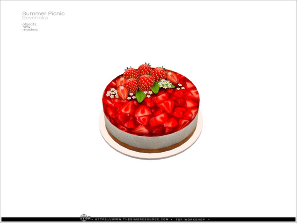 Sims 4 — Picnic strawberry cheesecake by Severinka_ — A set of items for decorating a picnic location.