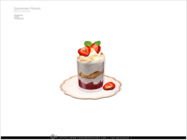 Sims 4 — Picnic strawberry trifle by Severinka_ — A set of items for decorating a picnic location.
