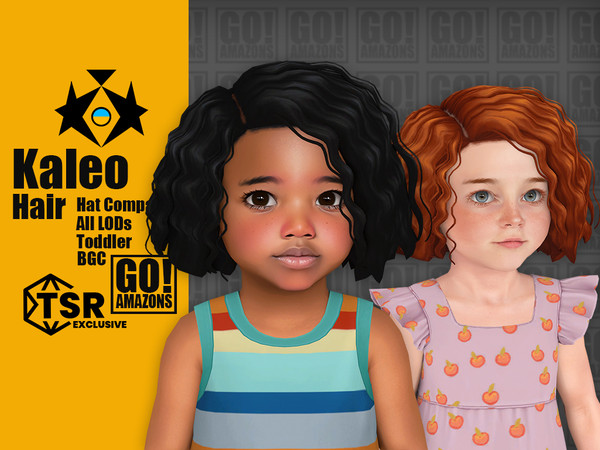 Sims 4 — Kaleo Hair by GoAmazons — Wavy middle length bob hair for toddlers.