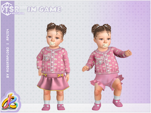 Sims 4 — Girl SHORTS - Charming Bunny Springtime - Infant by RobertaPLobo — Girl Set - Charming Bunny Springtime_349
