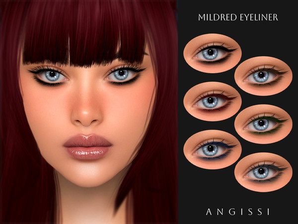 Sims 4 — Mildred Eyeliner by ANGISSI — PREVIEWS MADE USING HQ MOD 6 colors