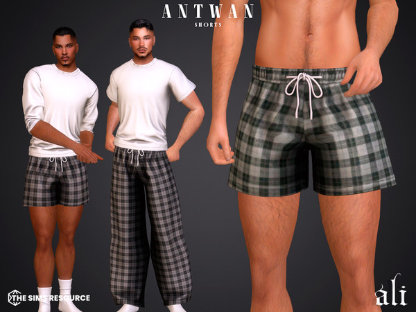 Sims 4 — ANTWAN shorts by ali1 — 2x T-shirts, Plaid Pants and Shorts